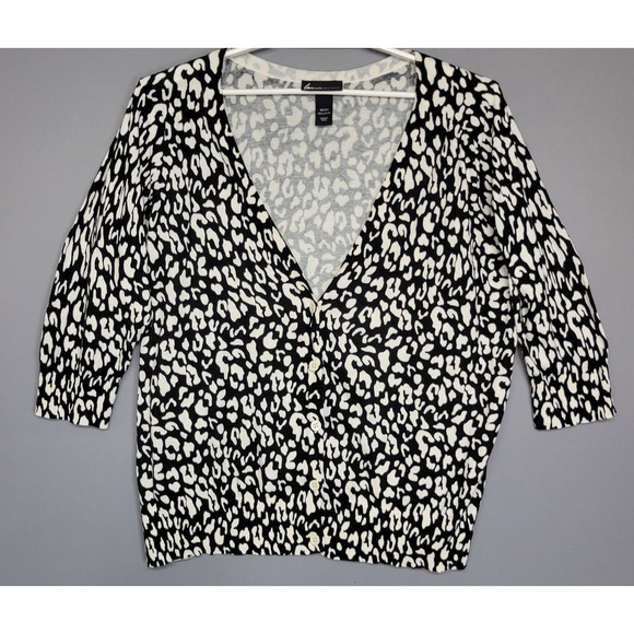 Lane Bryant Cardigan Sweater Womens 22/24 Leopard Print Lightweight 3/4 Sleeves - Picture 1 of 12